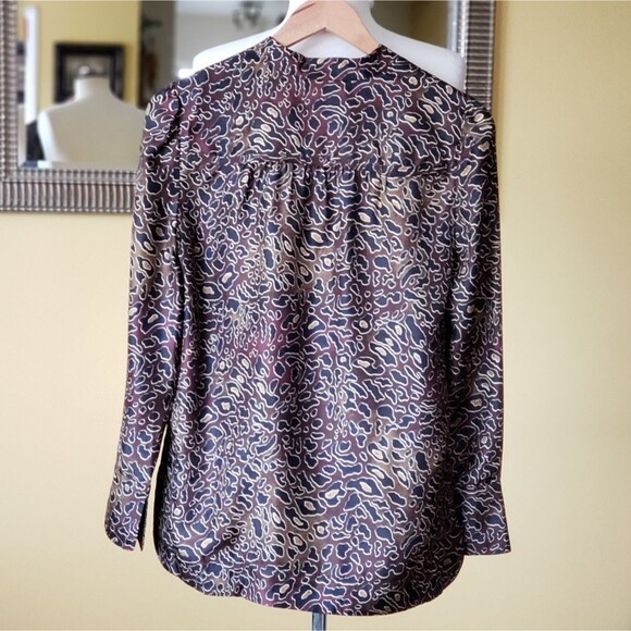 Tory Burch Silk Leopard Animal Print Tunic Blouse Brown Black Size 2 - Picture 4 of 10